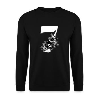Numéro 7 floral noir -7e anniversaire floral - Sweat-shirt Unisexe - noir - Devant - Alina (178cm) & Michal (187cm)