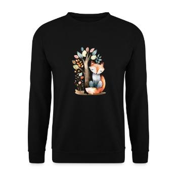 Renard mignon sous l’arbre - Sweat-shirt Unisexe - noir - Devant - Alina (178cm) & Michal (187cm)