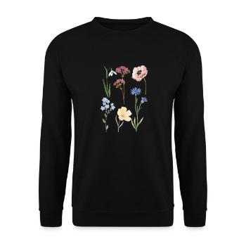 Plants Flowers Blossom - Unisex Sweatshirt - black - Front - Alina (178cm) & Michal (187cm)