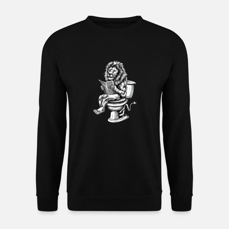 Gelassener Löwe auf Toilette - Unisex Pullover - Schwarz