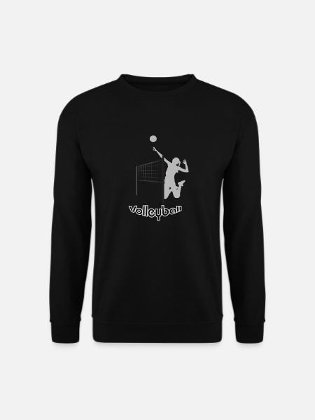 Silhouetten-Volleyball-Spieler am Netz - Unisex Pullover - Schwarz