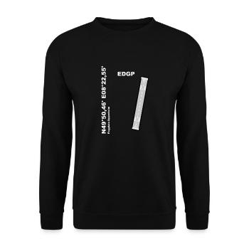 Flugplatz EDGP Design mit Namen und Koordinaten - Unisex Pullover - Schwarz - Vorne - Alina (178cm) & Michal (187cm)
