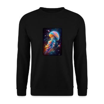Cosmic Jellyfish Artwork - Unisex Sweatshirt - black - Front - Alina (178cm) & Michal (187cm)