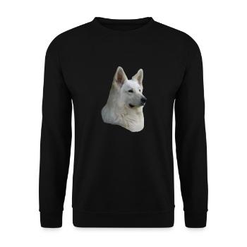White Shepherd Head - Unisex Sweatshirt - black - Front - Alina (178cm) & Michal (187cm)