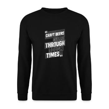 Craft-Biere bringen mich durch schwere Zeiten Zitat - Unisex Pullover - Schwarz - Vorne - Alina (178cm) & Michal (187cm)