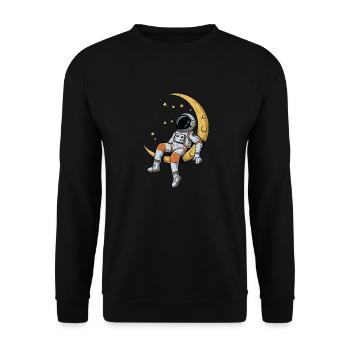 Astronaute sur le croissant de lune – rêveur dans l’espace - Sweat-shirt Unisexe - noir - Devant - Alina (178cm) & Michal (187cm)