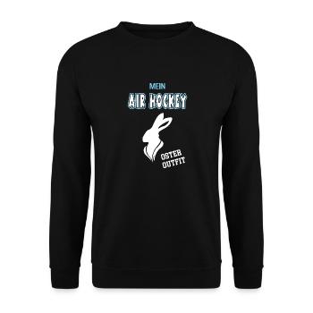 Air Hockey Oster Outfit Ostern Air Hockeyspieler - Unisex Pullover - Schwarz - Vorne - Alina (178cm) & Michal (187cm)