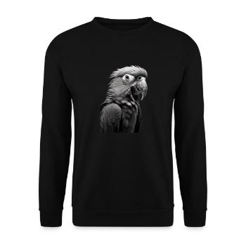 Parrot as a portrait in black and white style Picture - Unisex Sweatshirt - black - Front - Alina (178cm) & Michal (187cm)