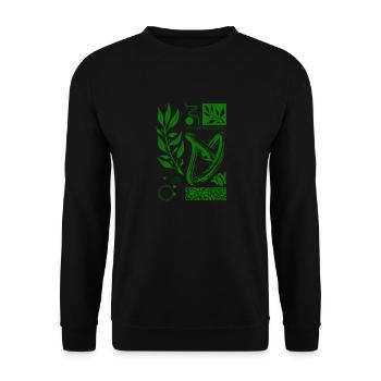 Pflanzen Design mit Tattoo Elementen - Unisex Pullover - Schwarz - Vorne - Alina (178cm) & Michal (187cm)