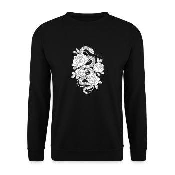 Snake & Roses : Élégance Sombre - Sweat-shirt Unisexe - noir - Devant - Alina (178cm) & Michal (187cm)