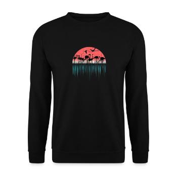 Flamants tropicaux Flamants roses de l’île d’été - Sweat-shirt Unisexe - noir - Devant - Alina (178cm) & Michal (187cm)