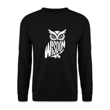 Wisdom Owl - Cooles Religionsdesign - Unisex Pullover - Schwarz - Vorne - Alina (178cm) & Michal (187cm)