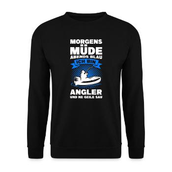 Angeln Fisch Fischer Angler Angeln Geschenk - Unisex Pullover - Schwarz - Vorne - Alina (178cm) & Michal (187cm)