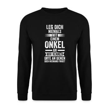 Onkel Familie Neffe Geschenk - Unisex Pullover - Schwarz - Vorne - Alina (178cm) & Michal (187cm)