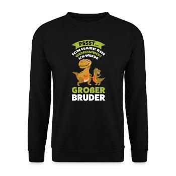 Großer Bruder Dinosaurier Grosser Bruder Geschenk - Unisex Pullover - Schwarz - Vorne - Alina (178cm) & Michal (187cm)