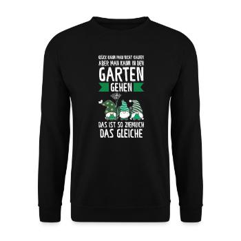 Garten-arbeit Gnome Gärtnerei Geschenk - Unisex Pullover - Schwarz - Vorne - Alina (178cm) & Michal (187cm)