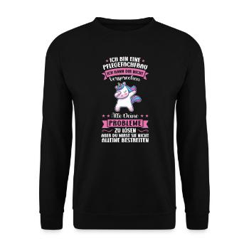 Krankenhaus Pflegefachfrau Pflegerin Geschenk - Unisex Pullover - Schwarz - Vorne - Alina (178cm) & Michal (187cm)