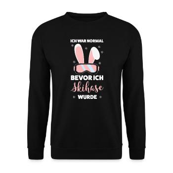 Skihase Apres Ski Ski Hasen Geschenk - Unisex Pullover - Schwarz - Vorne - Alina (178cm) & Michal (187cm)
