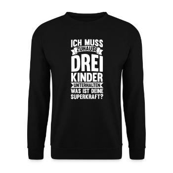 3 Kinder Familie Mama von 3 Kindern Geschenk - Unisex Pullover - Schwarz - Vorne - Alina (178cm) & Michal (187cm)
