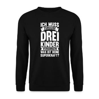 3 Kinder Familie Drei Kinder Geschenk - Unisex Pullover - Schwarz - Vorne - Alina (178cm) & Michal (187cm)