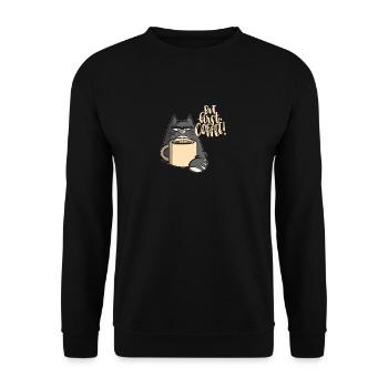 But first coffee - Cat - Unisex Pullover - Schwarz - Vorne - Alina (178cm) & Michal (187cm)