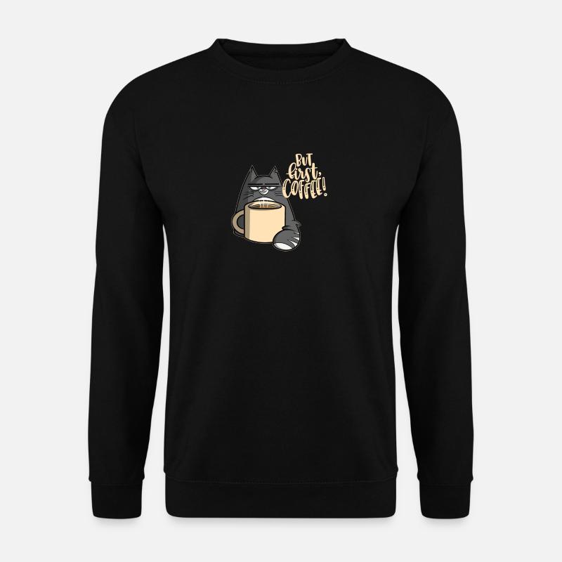 But first coffee - Cat - Unisex Pullover - Schwarz