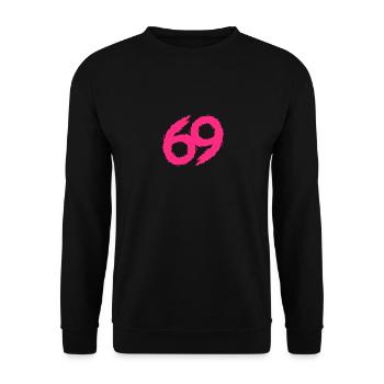 69 Symbol Zahl Rosa - Unisex Pullover - Schwarz - Vorne - Alina (178cm) & Michal (187cm)