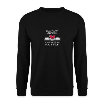 Buch Bücher Spruch Lesen Geschenk - Unisex Pullover - Schwarz - Vorne - Alina (178cm) & Michal (187cm)