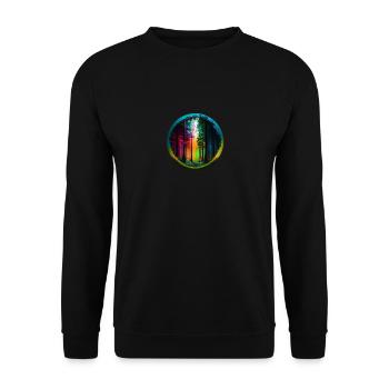 Blick in Wald bunt kreisrund freigestellt - Unisex Pullover - Schwarz - Vorne - Alina (178cm) & Michal (187cm)