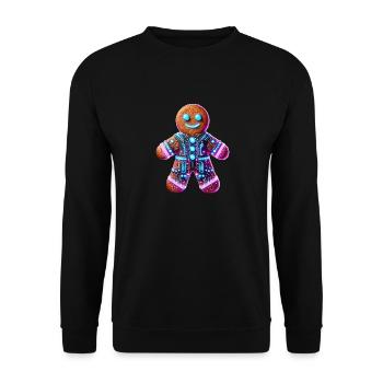 Cyberpunk Lebkuchenmännchen - Unisex Pullover - Schwarz - Vorne - Alina (178cm) & Michal (187cm)