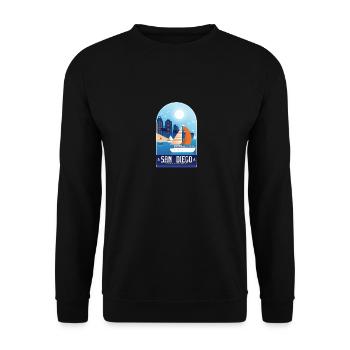 San Diego California Souvenir graphic, Sailboat - Unisex Sweatshirt - black - Front - Alina (178cm) & Michal (187cm)