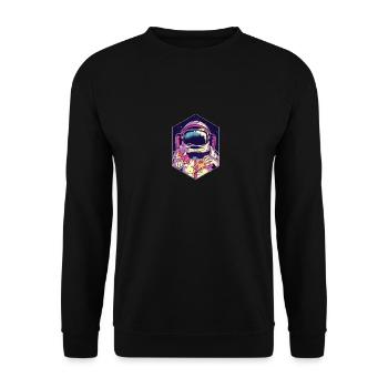 Funny Astronaut Eating Pizza And Donuts design - - Unisex Sweatshirt - black - Front - Alina (178cm) & Michal (187cm)