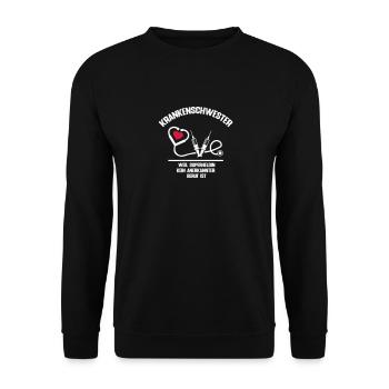 Krankenschwester Superheldin Beruf Medizin - Unisex Pullover - Schwarz - Vorne - Alina (178cm) & Michal (187cm)