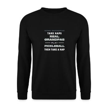 Lustiger Pickleball-Spruch "Senior Player Cool Grandpa" - Unisex Pullover - Schwarz - Vorne - Alina (178cm) & Michal (187cm)