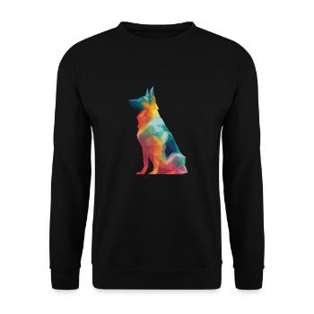 German Shepherd Low Poly Art Desing Colorful - Unisex Sweatshirt - black - Front - Alina (178cm) & Michal (187cm)