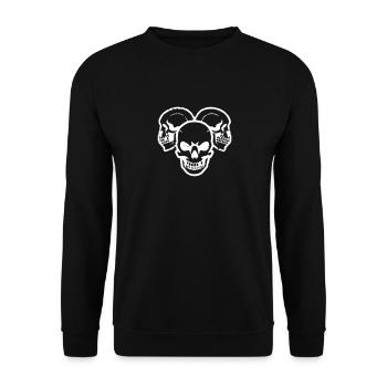 Drei grinsende Vector Schädel - Unisex Pullover - Schwarz - Vorne - Alina (178cm) & Michal (187cm)