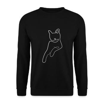 Katze - Unisex Pullover - Schwarz - Vorne - Alina (178cm) & Michal (187cm)