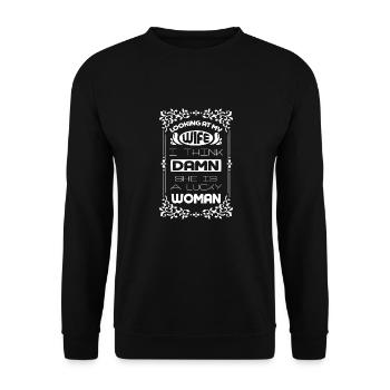 En regardant ma femme, je me dis que c’est bon sang - Sweat-shirt Unisexe - noir - Devant - Alina (178cm) & Michal (187cm)