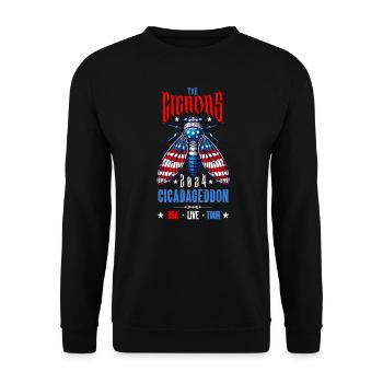 Zikaden-Wortspiel Shirt - Cicadageddon 2024 - Unisex Pullover - Schwarz - Vorne - Alina (178cm) & Michal (187cm)