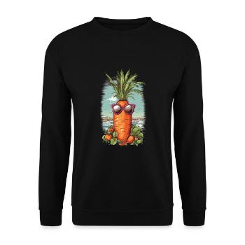 Funky Karotte mit Sonnenbrille Strandgemüse - Unisex Pullover - Schwarz - Vorne - Alina (178cm) & Michal (187cm)