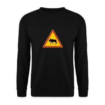 Elch Verkehrsschild Schweden Urlaub Skandinavien - Unisex Pullover - Schwarz - Vorne - Alina (178cm) & Michal (187cm)