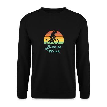 Bike to Work Retro Sunset Bicycle - Unisex Sweatshirt - black - Front - Alina (178cm) & Michal (187cm)