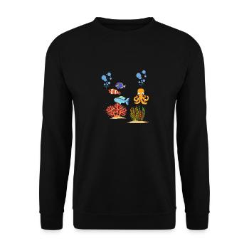 Poisson Amateur Océan Animaux Sous-marins Pieuvres - Sweat-shirt Unisexe - noir - Devant - Alina (178cm) & Michal (187cm)