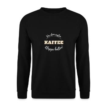Vor dem ersten Kaffee - Klappe halten - Notwehr - Unisex Pullover - Schwarz - Vorne - Alina (178cm) & Michal (187cm)