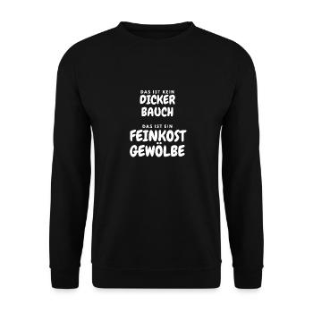 Das ist kein dicker Bauch - Feinkostgewölbe - Unisex Pullover - Schwarz - Vorne - Alina (178cm) & Michal (187cm)