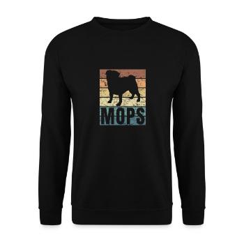 Vintage Mops Hundeliebhaber Süßes Mops Hund - Unisex Pullover - Schwarz - Vorne - Alina (178cm) & Michal (187cm)