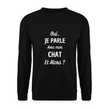 Oui je parle avec mon chat et alors - humour - Sweat-shirt Unisexe - noir - Devant - Alina (178cm) & Michal (187cm)