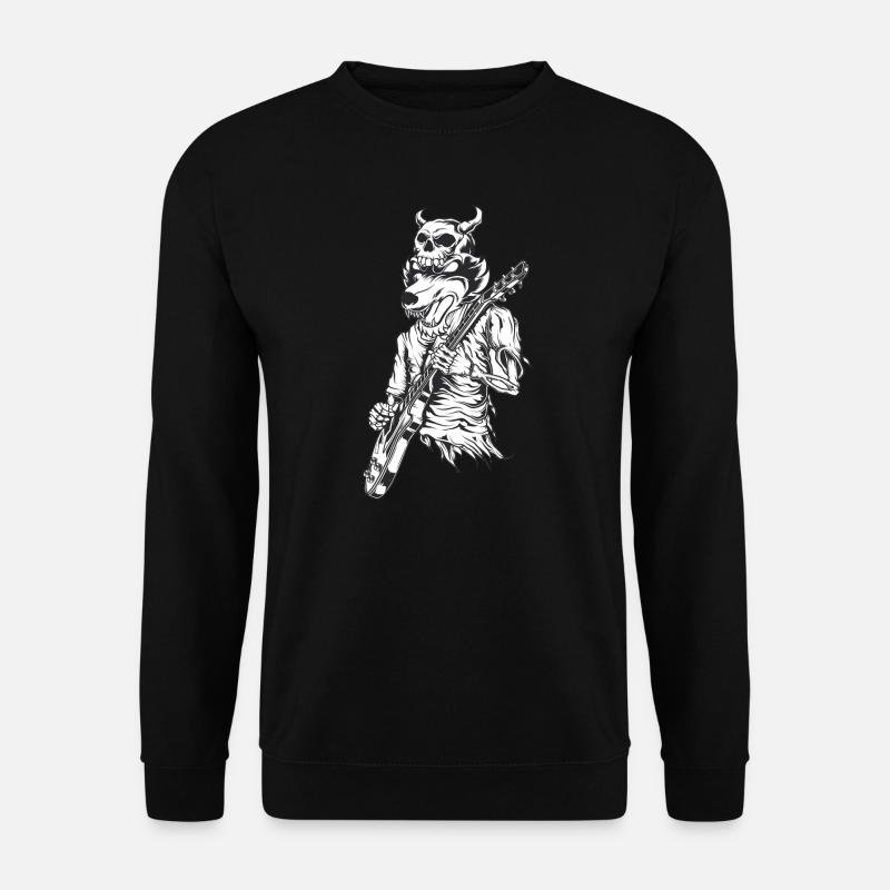 Wolf Skelett Gitarrist Gitarre e-gitarre rock - Unisex Pullover - Schwarz