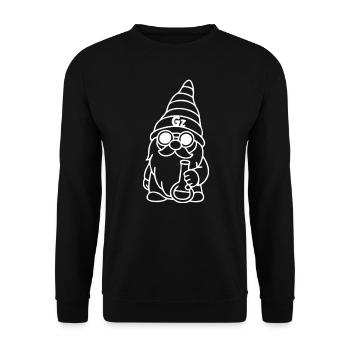 Cooler Zwerg/Wichtel mit Sonnenbrille und Bong - Unisex Pullover - Schwarz - Vorne - Alina (178cm) & Michal (187cm)