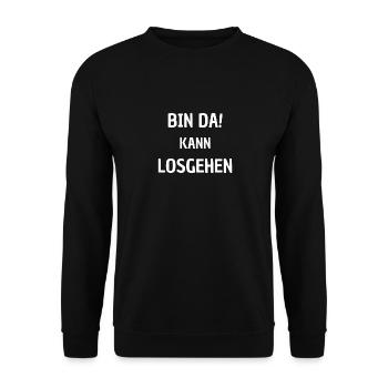 BIN DA KANN LOSGEHEN - Unisex Pullover - Schwarz - Vorne - Alina (178cm) & Michal (187cm)